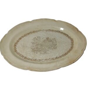 Edwin M Knowles China Serving Platter Asian Scene Gold Trim 41 S USA Vintage SEE